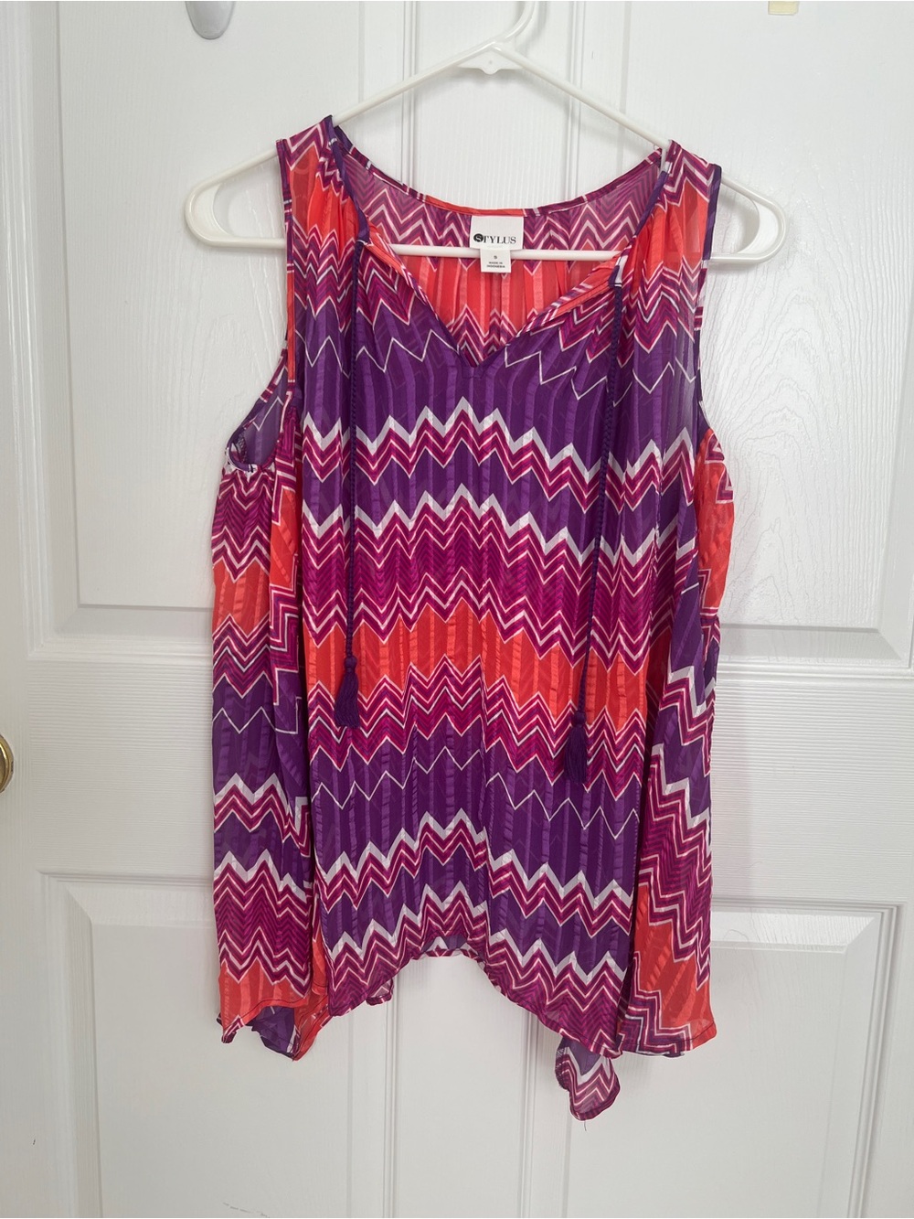 STYLUS Purple & Orange Chevron Tank Top